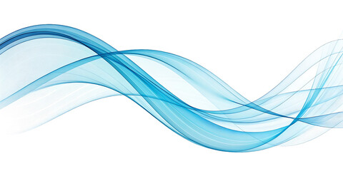 Obraz premium Abstract flowing blue waves with delicate lines isolated on transparent background