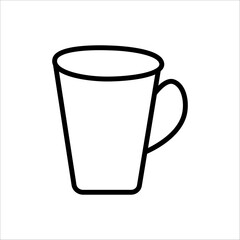 Collection of coffee cup icons in black and white. Includes mugs, to-go cups, straws, lids, and steam. Beverage and café symbols for app, web, UI, banner, menu, and print design.