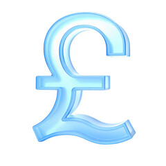 Obraz premium 3d blue glass pound sterling symbol isolated on transparent background