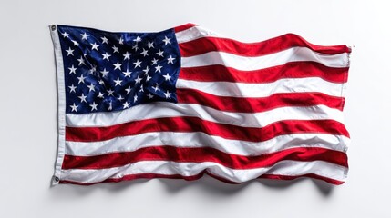 Obraz premium American flag waving in the wind on a clear background with vibrant colors.