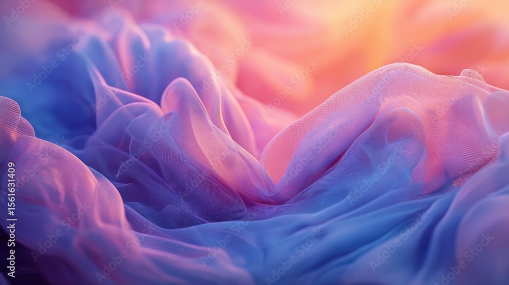 Poster abstract fluid clouds with vibrant pink purple and blue colors in smooth flowing pattern.
