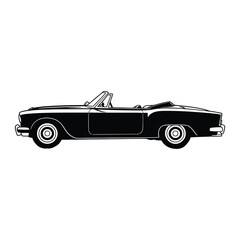 Obraz premium Convertible Silhouette, Vector, Illustration, Icon, Logo, White Background.