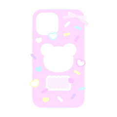 かわいいくまちゃんデコピンクスマホカバー♪PNG