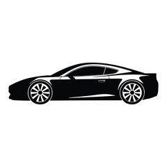 Naklejka premium Sports Car Silhouette, Vector, Illustration, Icon, Logo, White Background.