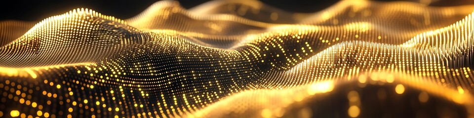 Advanced finance topography with segmented golden data bars in flowing motion