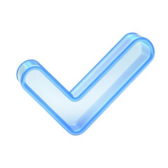 3d glowing blue check mark symbol isolated on transparent background