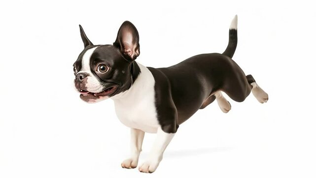 Boston terrier running and jumping sprite sheet on white background