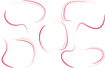 red orange abstract art stroke outline speech bubbles set