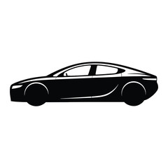 Naklejka premium Autonomous Self-Driving Car Silhouette, Vector, Illustration, Icon, Logo, White Background.