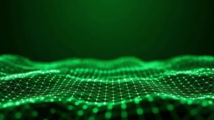 A green abstract network of data points and lines creates a futuristic technological background - Powered by Adobe