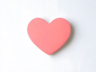Fototapeta premium Simple Pink Heart Shape on White Background, Romantic Minimalist Design, Love Symbol