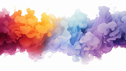 Fototapeta premium Colored rainbow made in watercolor on a white paper background.