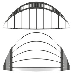 Abstract arch structure. Geometric tunnel design. Monochrome architectural form. Vector illustration.