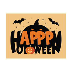 halloween background with pumpkin and bats