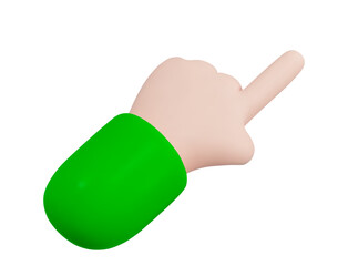 3d hand with click finger. Index finger points to the right. Stock vector illustration on isolated background. 