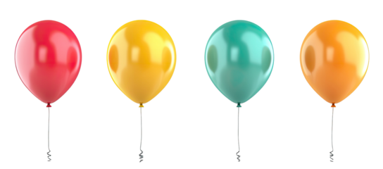 Four glossy, colorful balloons