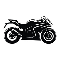 Obraz premium Sport Bike Silhouette, Vector, Illustration, Icon, Logo, White Background.