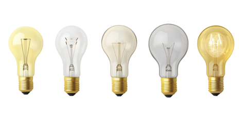 Four incandescent light bulbs of varying warm tones