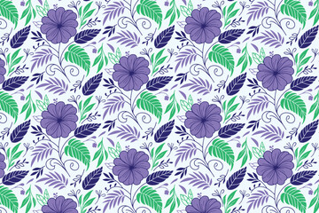 minimal floral drawing with continuous cotton flower detail and abstract leaves for textile design, fashion printing, and wrapping

