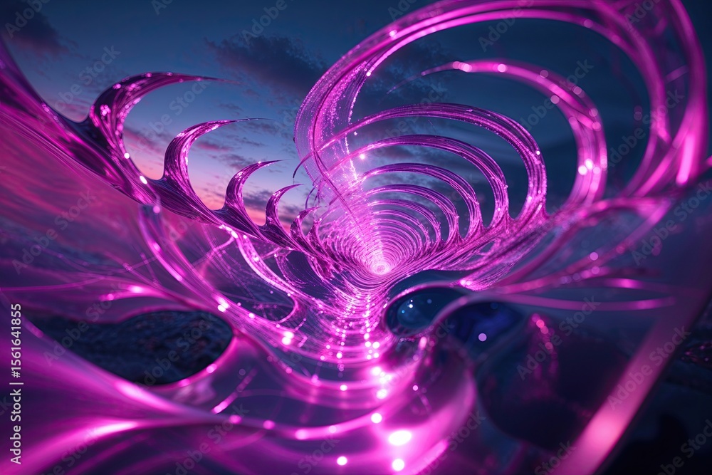 Aufkleber magenta quantum waves in twilight atmosphere with innovative technology and dynamic motion