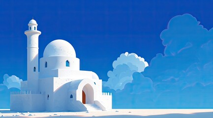 Peaceful White Structure Underneath Azure Skies Above