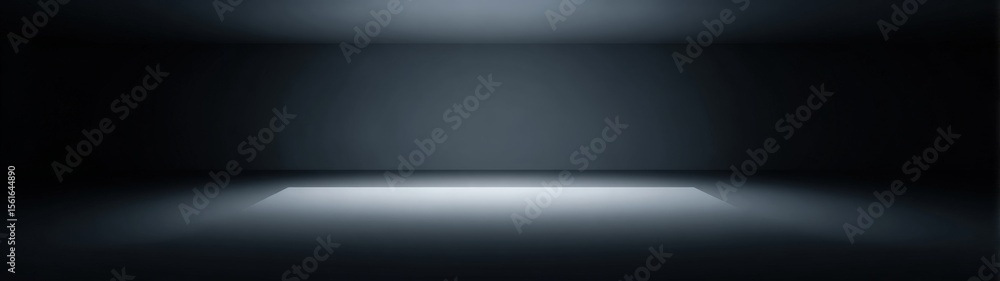 Poster long dark tunnel with illuminated opening and reflective floor creating a mysterious atmosphere.