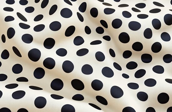 Cream fabric with a scattered, irregular polka dot pattern