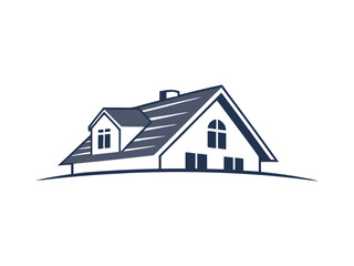 House Roof Logo Vector  Real Estate Property, Architecture Construction Icon, Modern Home Building Design for Realtor Branding and Contractor Services