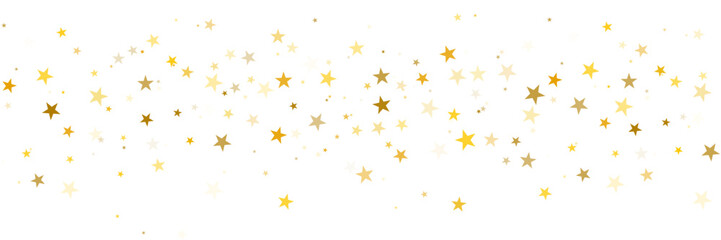 Gold stars vector background, sparkling Christmas confetti falling isolated on white. magic shining flying stars glitter backdrop, sparkle border
