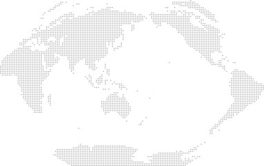 Simplified world vector map with square dot grid (APAC view, Winkel I projection, PPT-compatible & fully editable)