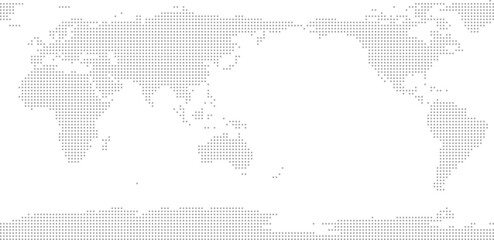 Simplified world vector map with square dot grid (APAC view, PPT-compatible & fully editable)