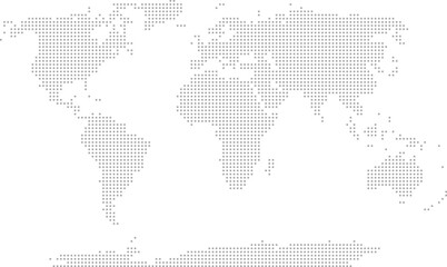 Simplified world vector map with square dot grid (Robinson projection, PPT-compatible & fully editable)