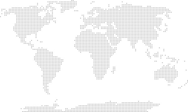 Simplified world vector map with square dot grid (Robinson projection, PPT-compatible & fully editable)