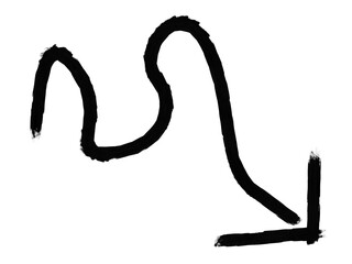 Winding Descent A Hand Drawn Arrow Navigating a Curvy Path Downward