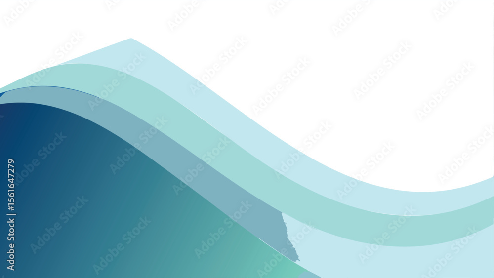 Poster abstract layered wave design with shades of blue and white creating a flowing and dynamic compositio