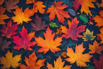 Fototapeta premium Vibrant Autumn Landscape Stunning Fall Foliage Beautiful Multicolored Leaves and Seasonal Charm