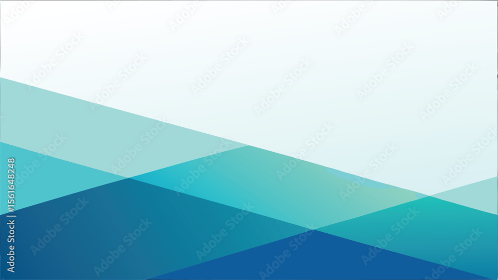 Poster abstract background with overlapping blue and teal triangles creating a modern and dynamic design