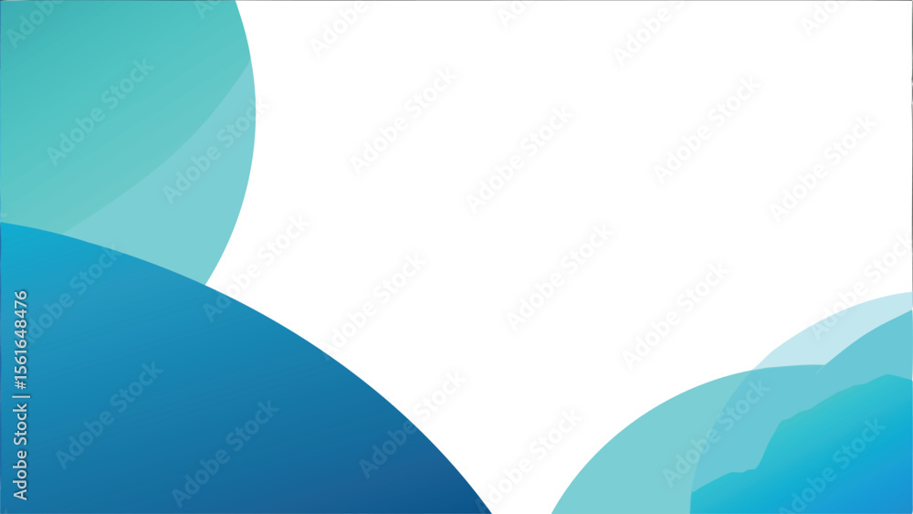 Poster abstract background with overlapping blue and teal circles on a white canvas design element