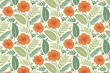 continuous floral layout using simple hand drawn lines and repeat motifs for pillow cover design, gift wrapping paper, and soft furnishing

