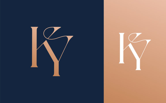 Initial letter KY YK logo design vector illustration for couple, wedding, and business