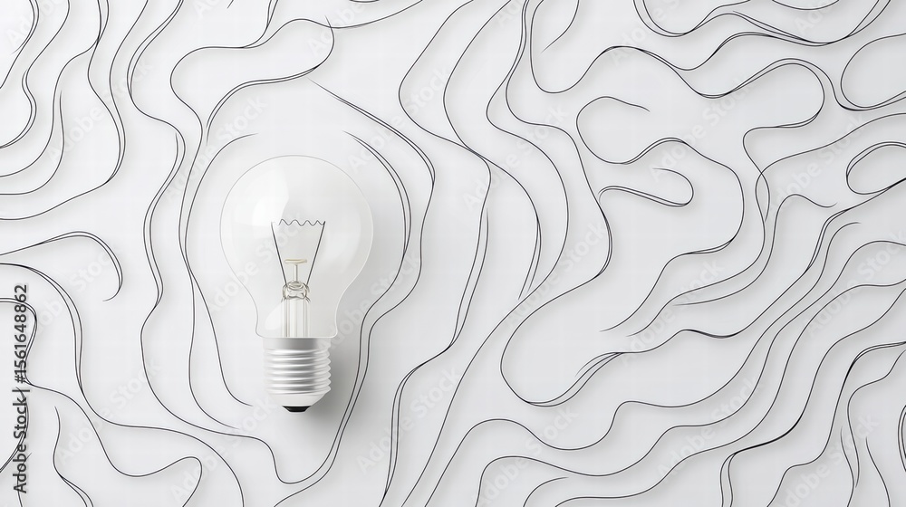 Aufkleber lightbulb idea creative thinking lightbulb emerging from a chaotic scribble, symbolizing order from 
