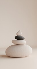 Stacked stones, pastel background.  Balance, calm