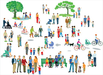 Familien Menschengruppe, Kinder und Familien,Illustration