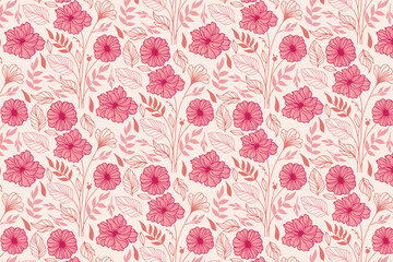 minimalist seamless pattern with abstract floral composition of cotton buds and sketchy stems for table top fabric and gift wrap

