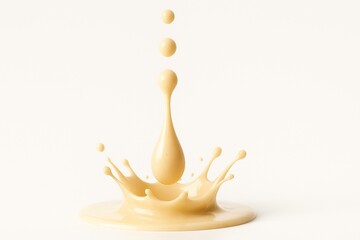 Cake Batter Splash on White Background, Macro High-Speed Baking Concept.
