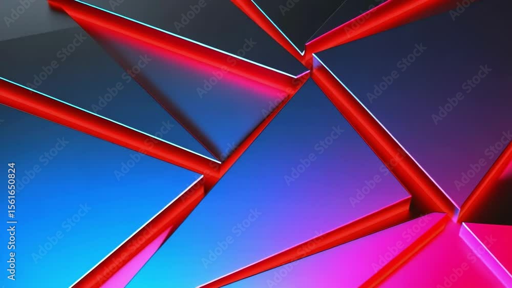 Poster abstract geometric background with black triangles and glowing red lines