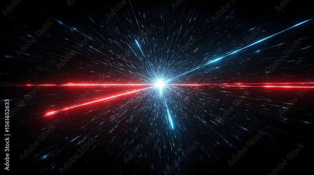 Aufkleber dynamic futuristic space burst with bright light and colorful streaks in motion.
