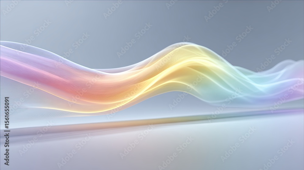 Poster vibrant abstract wave design with flowing colorful lines and smooth gradient background.