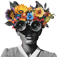 Woman with flower crown & goggles