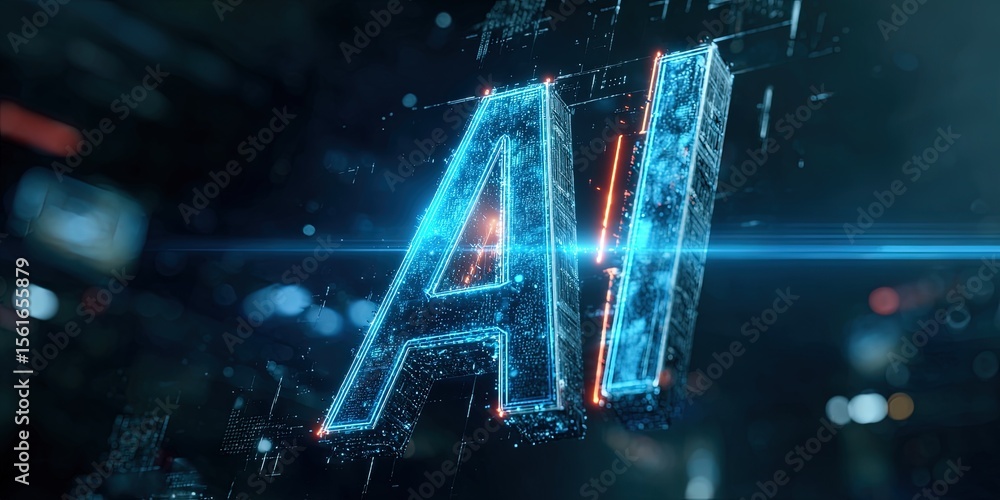 Poster Advanced Artificial Intelligence Concept Showcasing Digital Data and Technology Visualization.